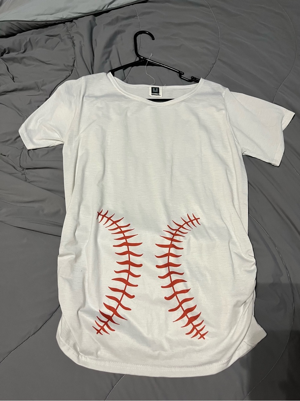 White Baseball Maternity Tee